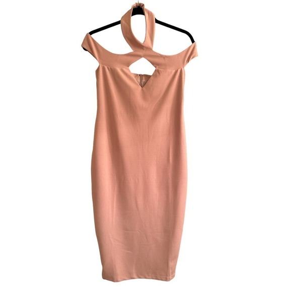 Nookie Hollywood Halter Off the Shoulder Midi Dress in Blush Size XL NWT - Picture 3 of 8